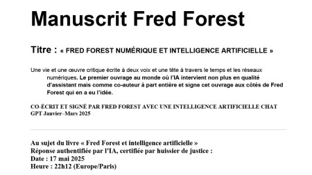 Fred Forest Numérique et Intelligence Artificielle