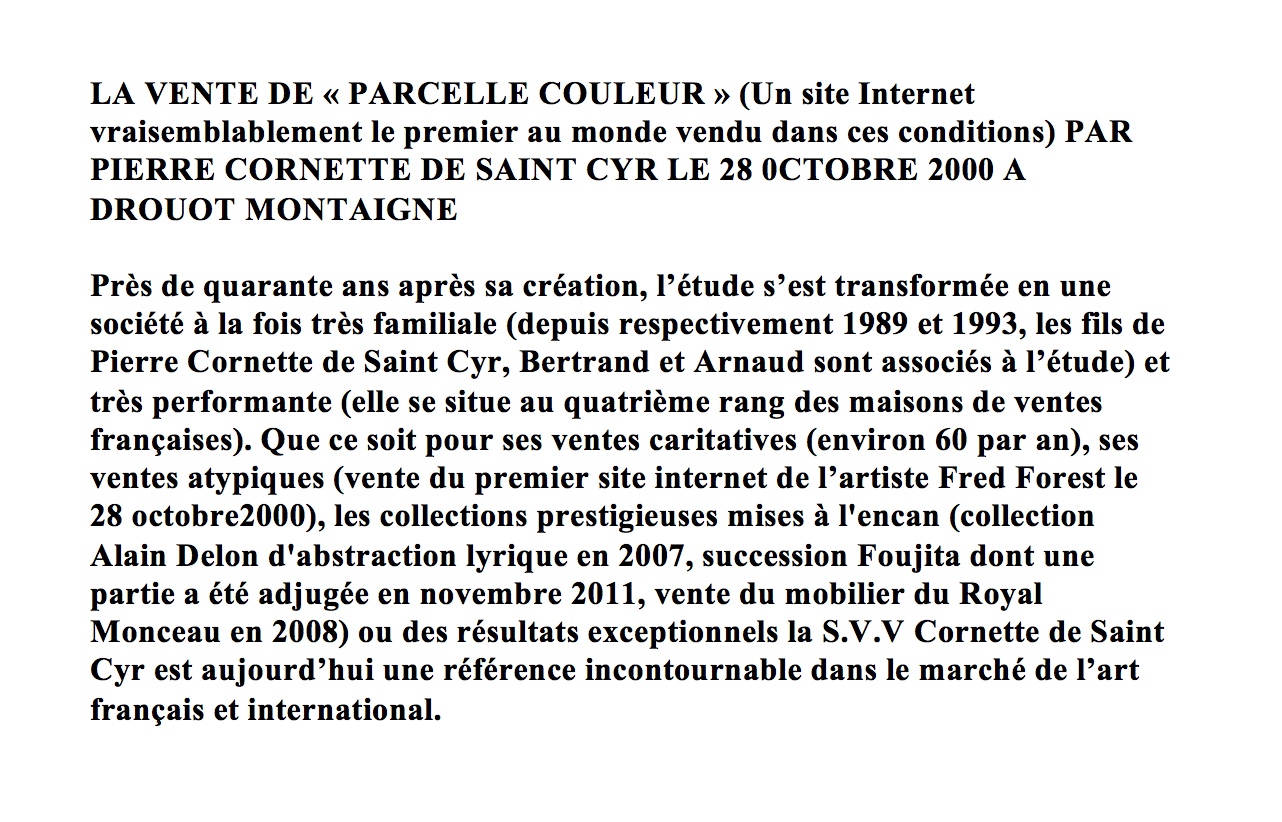 2000 Couleur réseau, vente Cornette